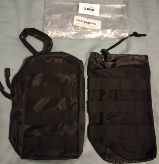2 Gearhill Tactical Molle Pouches kit, Drawstring clip zipper, EDC tactical, new