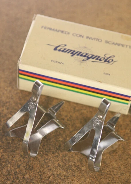 Vintage NOS NEW NIB Italian Campagnolo Nuovo Record steel toeclips cycling