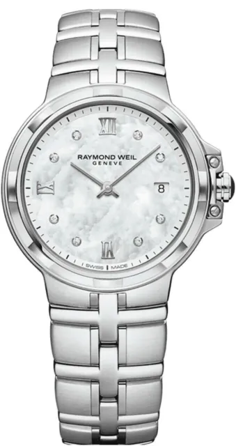 Raymond Weil Parsifal Diamond Mother of Pearl Women's Watch 5180-ST-00995   NEW