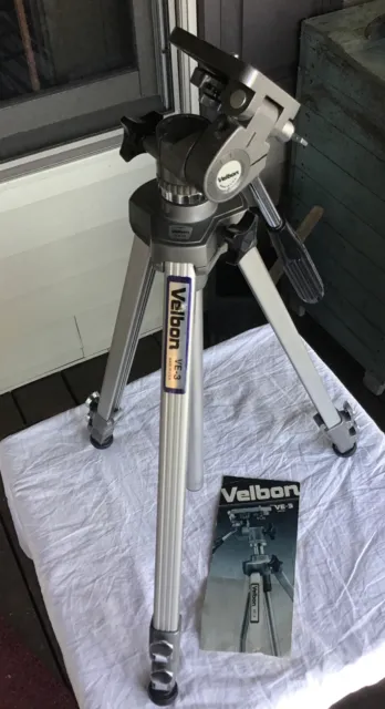 Vintage VELBON VE-3 TRIPOD Camera Aluminum Heavy Duty Photographer Professional