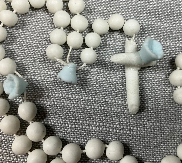 Vintage Rosary Unglazed Ceramic Beads Christian H76