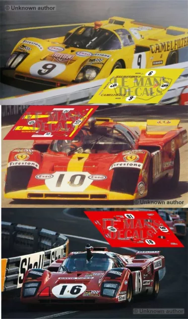 Decals Ferrari 512 M Le Mans 1971 9 10 16 1:32 1:43 1:24 1:18 slot calcas