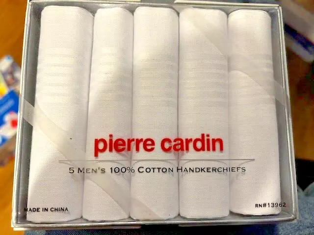 Pierre Cardin 5 Men's 100% Cotton Handkerchiefs White