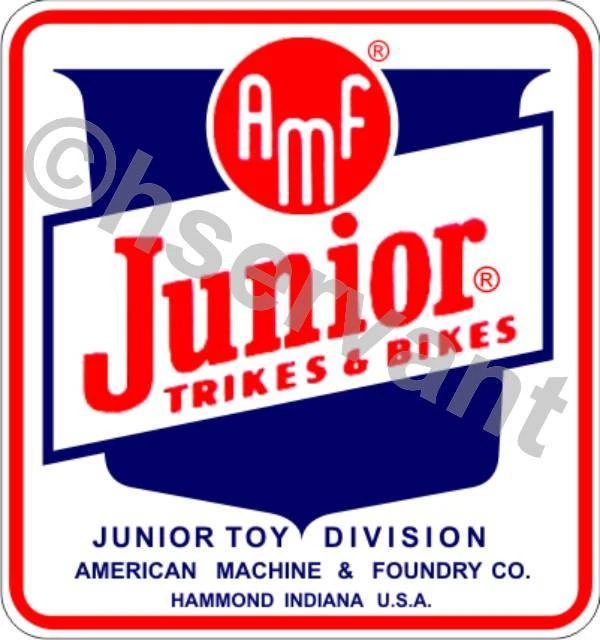 HEADSTAMP TRIKES & BIKES VINTAGE AMF TRICYCLE DECAL LABEL ANTIQUE