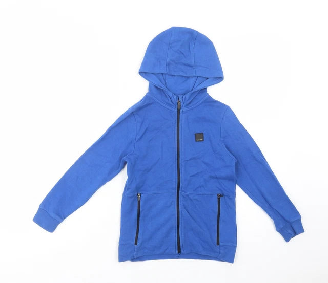 Felpa con cappuccio blu cotone cerniera intera taglia 6-7 anni cerniera