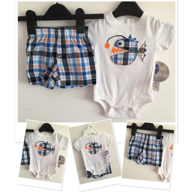 New Baby Boys Ex Store Babies R us Summer Shorts Set 0-3 Months