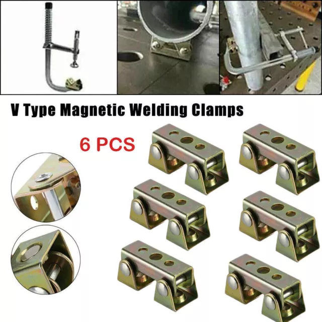 6X V Type Magnetic Welding Clamps Holder Suspender Fixture Adjustable Pad Tool M