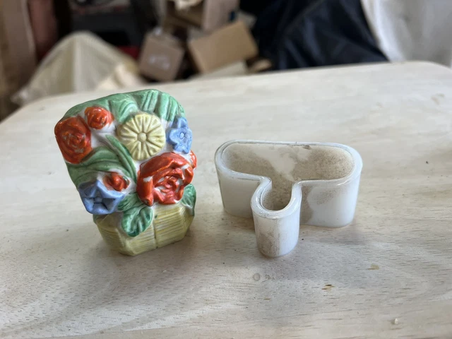 Vintage Milk Glass Bird Feeder/water, Plus Ceramic Painted Feeder, Made In Japan