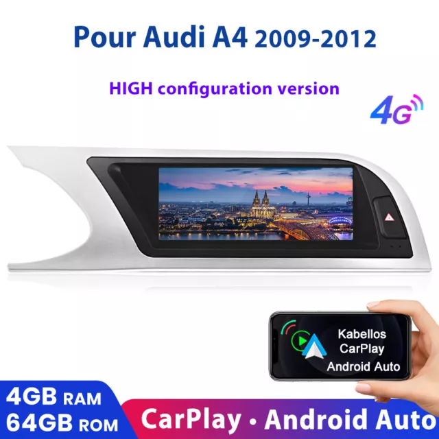 8.8" Carplay Android Autoradio 64G Pour Audi A4 09-2012 GPS Navi WIFI BT RDS DAB