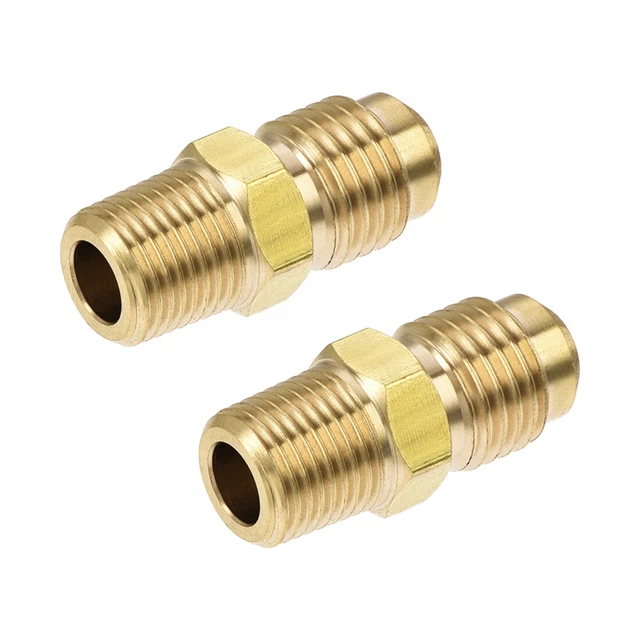 Laiton Tuyau Raccord 1/4 Pouce à 1/8 Pouce Mâle Tube Adaptateur Connecteur 2Pcs