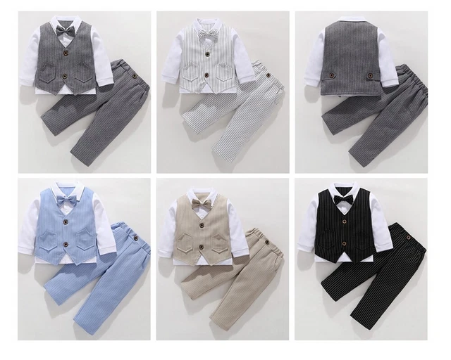 Newborn Infant Baby Boys Gentleman Outfits Shirt Tops+Long Pants Set Two-piece