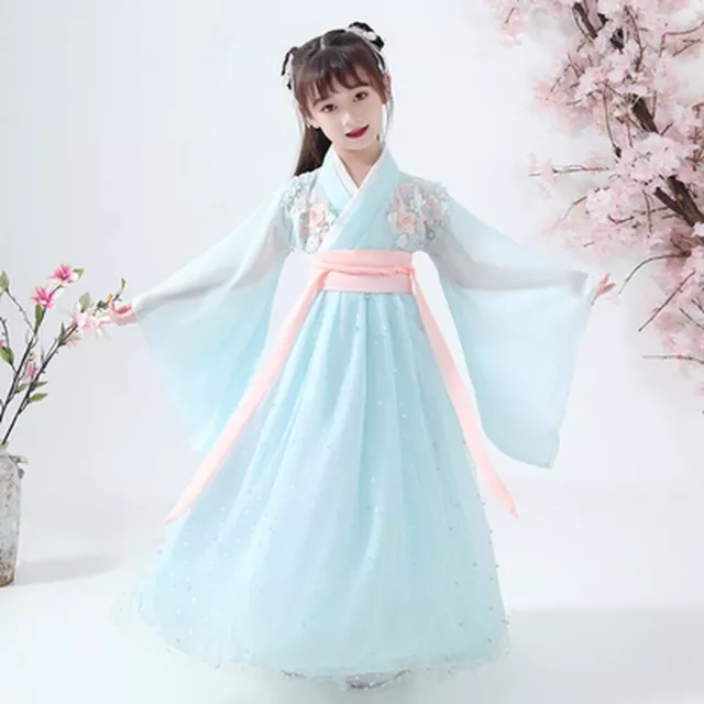 Ancient Chinese Costume Kid Dress Cosplay Hanfu Folk Dance Clothing for Girls