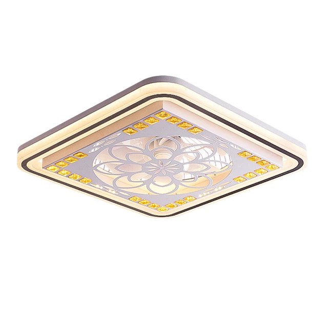 SQUARE CEILING FAN with Light Bladeless Ceiling Fan Chandelier w/Remote