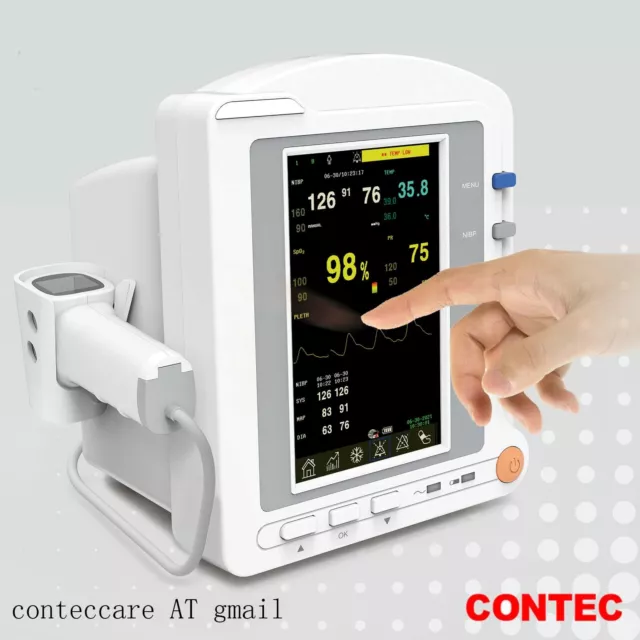 Tragbarer LCD-Patientenmonitor Vital ICU Zeichen EKG NIBP, TEMP, SPO2, PR, Touch