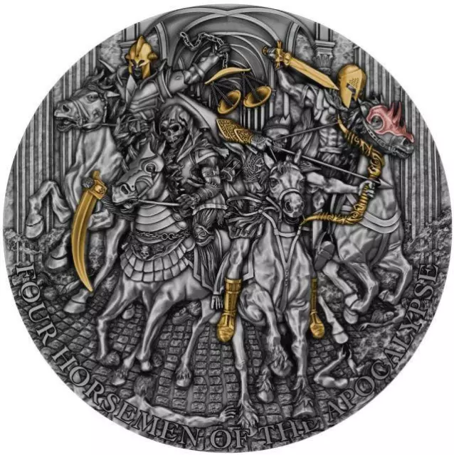 Niue - 2022 Four Horsemen of Apocalypse Red,Black,White Horse 5 oz Silver Coin