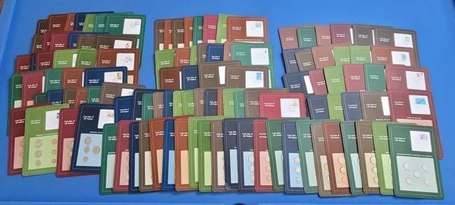 Coin Sets of all Nations, 113 Sets from Six Continents with Stamps