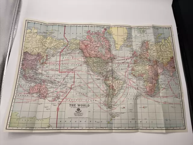 Map Of The World Color On Mercator’s Projection Samuel Ward c1900s