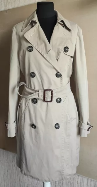 Max Mara Weekend Womens Double Breasted Beige Tan Belted Trench Coat Size US 8