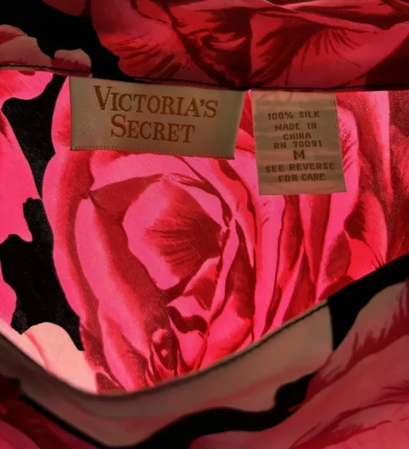 VICTORIA’S SECRET GOLD Label Silk Slip Chemise Nightie Cami Roses Pink ...