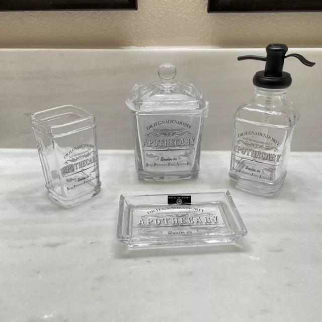 5pc BELLA LUX Rhinestone Mirror Crystal Iridescent Soap Jar Can