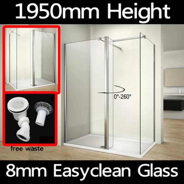 Walk In Shower Bath WetRoom enclosure Cubicle Flipper Glass SidePanel Tray+Waste