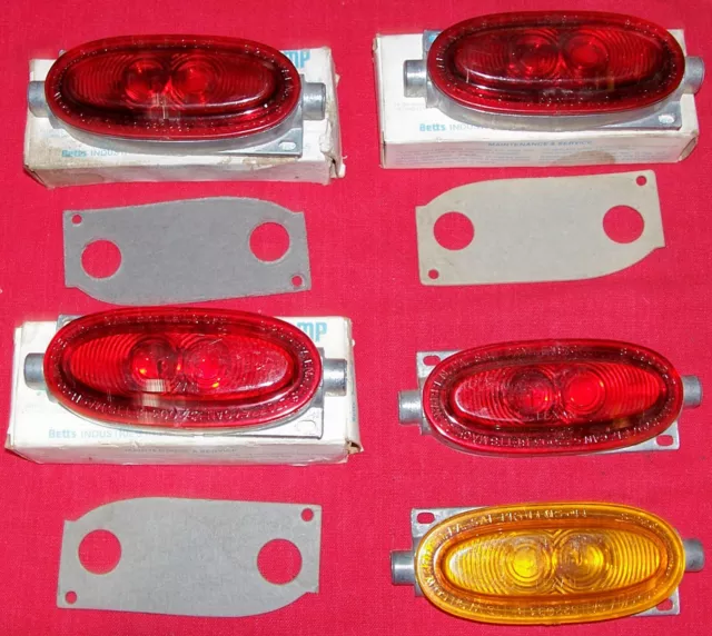 5 Old Betts Snap Seal Lamps Big Rig Truck Running Lights Semi Tractor Red Amber