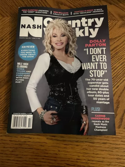 DOLLY PARTON NASH COUNTRY WEEKLY MAGAZINE APRIL 4 2016 NO LABEL Carrie Underwood