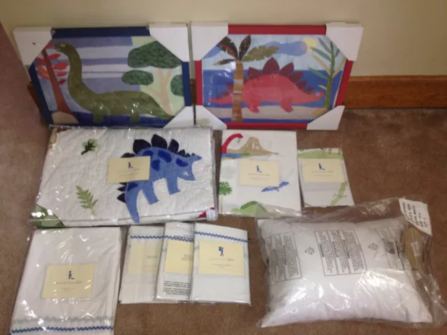 New 11 Pc Pottery Barn Kids Dinosaur Crib Quilt Toddler Set