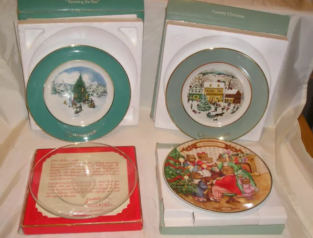 Lot of 4 Vintage Avon Christmas Collector Plates - 1978, 1980, 1989, Undated