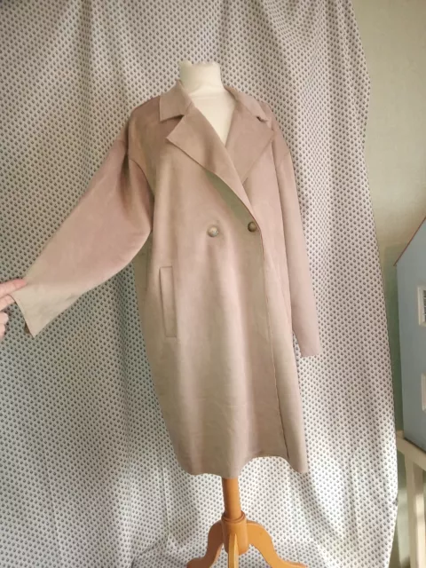 PRIMARK TAUPE COLLAR Faux Suede Fabric Unlined Duster Coat Size L 14 16 18 Bnwt 8.50 PicClick UK