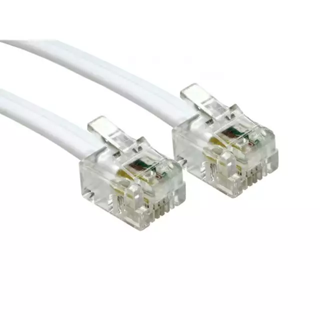 10m RJ11 auf RJ11 Telefonkabel Breitband Router Kabel ADSL DSL 6p4c WEISS