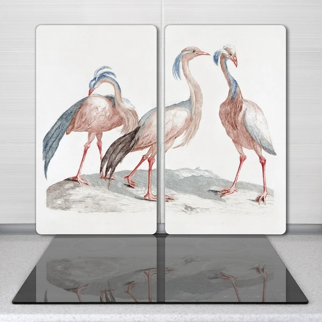Lot De 2 Planches à Découper En Verre Trempé - Motif Peinture Abstraite Acrylique - 30x52 Cm