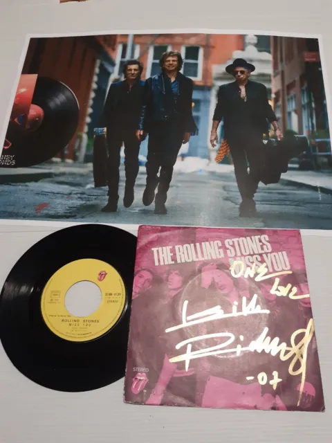 rolling stones autograph KEITH RICHARDS vinyl MISS YOU signed live tour 2007