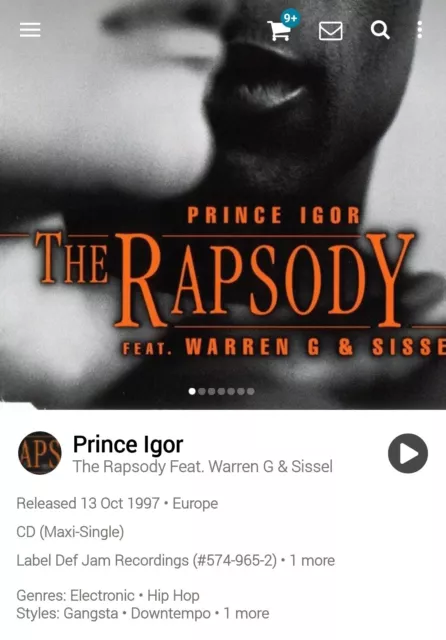 Rapsody Warren G Sissel ~ Prince lgor CDS Single 1997 [Unreleased Tracks/Videos]