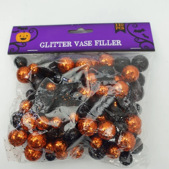 Relleno de jarrón brillante 110 piezas Halloween naranja negro artesanal