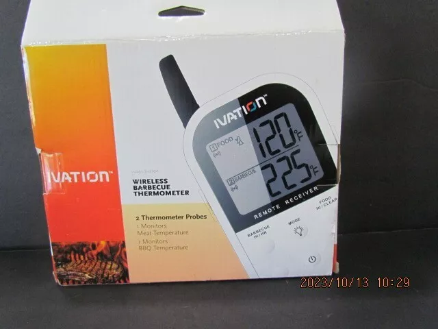 IVATION Wireless Barbecue Thermometer (2) Probes Meat & Barbecue NIB Black Unit