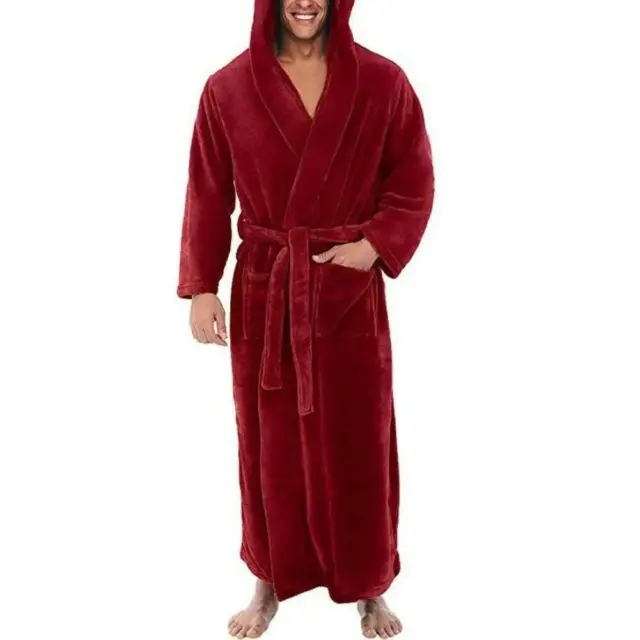 Men's Hooded Bathrobe Terry Cotton Cloth Robe Shawl collar Men bathrobe For Mens