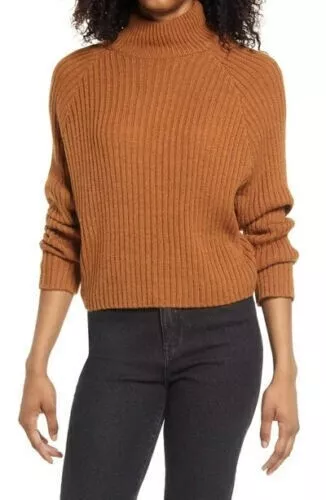 Ten Sixty Sherman Women's Open Back Mock Neck Sweater In Tan Dale Medium $45