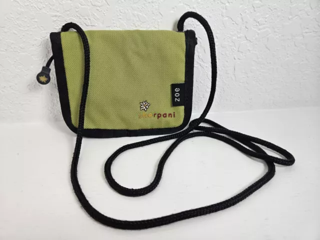 Sherpani Zoe Shoulder Wallet Crossbody Bag Zip Around Canvas Green Festival Game