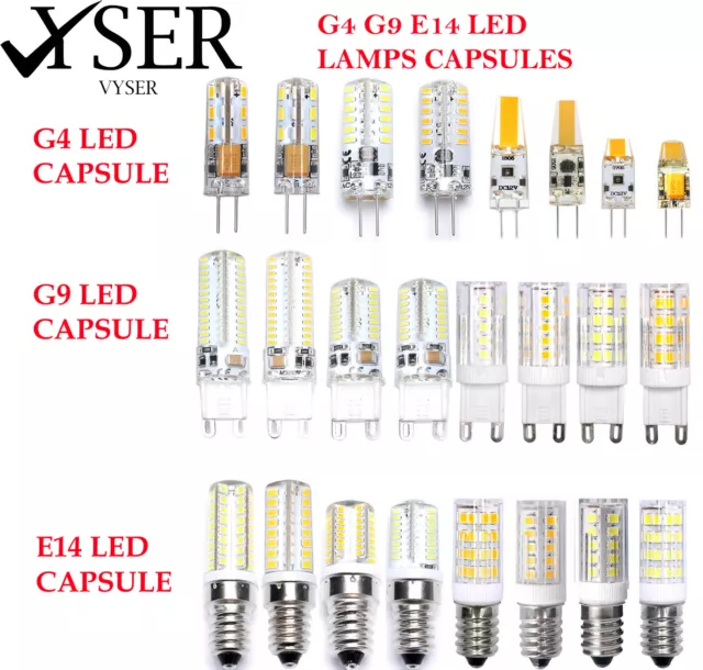 VYSER G4 G9 E14 LED Licht Kapsel Glühbirnen ersetzen Halogenlampe Energiespar AC/DC