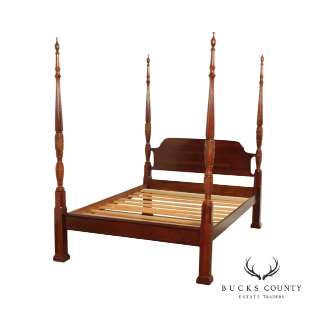 Federal Style Rice-Carved Four Poster Queen Size Bed