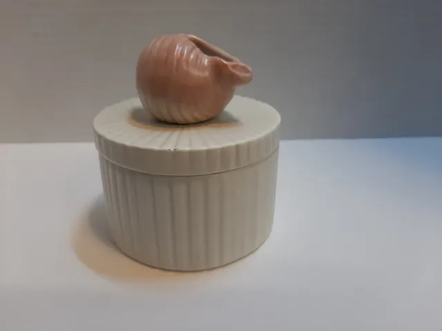 Fitz & Floyd Ceramic  Shell Trinket Box with Lid 3.5" Danish Pastel Aesthetic D2