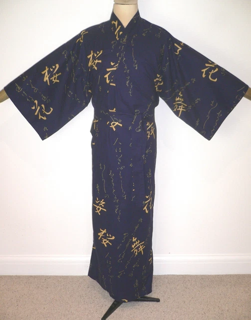 ABITO DA UOMO ALTO LGE VINTAGE, GIAPPONESE, STILE KIMONO, COTONE, ABITO, poesia