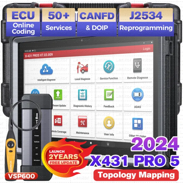 2024 LAUNCH X431 PRO 5 PAD V+ Car Diagnostic Scanner Tool Programming Key Coding