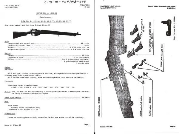 Lee Enfield Rifle c1955 No.4 .303 MK1, Mk1(T) Mk1*, Mk1*(T)