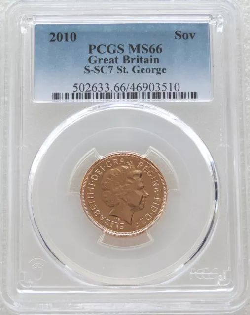 2010 Great Britain Elizabeth II St George BU Full Sovereign Gold Coin PCGS MS66