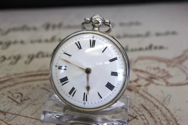 Rare antike englische Spindel Taschenuhr in Silber verge pocket watch