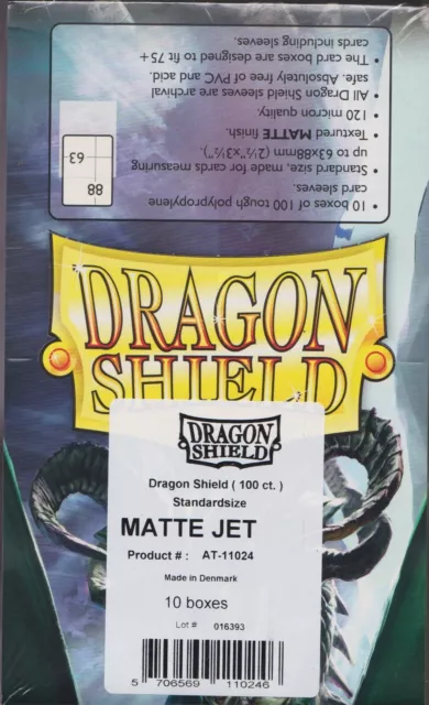 Lot 10 new 100 ct pk Dragon Shield Matte Deck Sleeves Protectors Jet