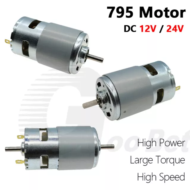 Mini 795 Electric Motor DC 12V 24V Dual Ball Bearing High Power & Speed & Torque