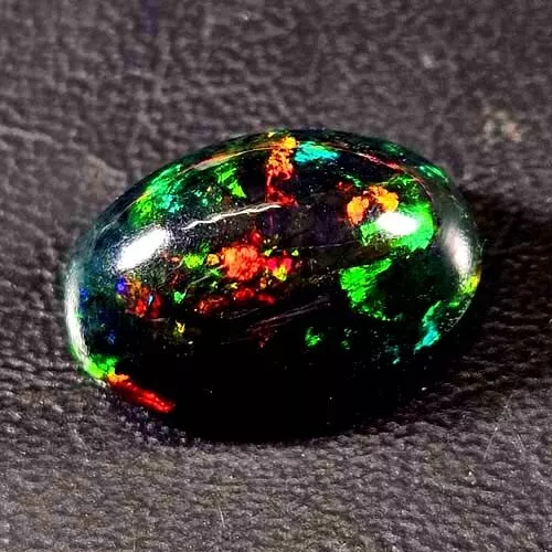 Natural Aaa Vvs Dazzling Color Play Oval Cabochon Ethiopian Black Opal 2.20 Cts